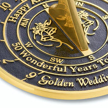 Load image into Gallery viewer, The Metal Foundry 50th Golden 2022 Wedding Recycled Solid Brass Anniversary Sundial Gift Idea Is A Great Present For Him, Her, Parents, Grandparents Or Couple On 50 Years Of Marriage