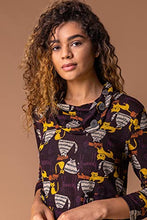 Load image into Gallery viewer, Roman Originals Women Cowl Neck Dress - Ladies Button Detail Shift Work Office Day Autumn Winter Knee Length Casual 3/4 Full Length Sleeve Round High Warm Neckline Dresses - Chocolate - Size 12