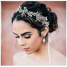 Load image into Gallery viewer, SWEETV Rhinestone Silver Wedding Headband Pearl Hair Vine Bohemian Headpiece for Brides- Bridal Hair Accessories