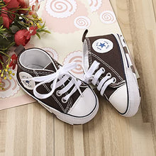 Load image into Gallery viewer, Frobukio Newborn Baby Boy Girl Canvas Sneakers Non-Slip Soft Sole First Walkers Infant (0-6 Months, Brown)