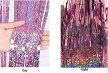 Load image into Gallery viewer, AILEXI 2 Pack Metallic Tinsel Curtains Foil Fringe Shimmer Streamers Curtain Door Window Decoration forParty Supplies 3ft*9ft - Laser Pink