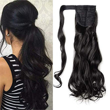 Load image into Gallery viewer, Wrap Around Ponytail Hair Extension 24inch Long Curly Pony Tail Hairpiece Synthetic Fiber Jet Black