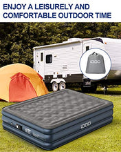 Load image into Gallery viewer, iDOO Queen size Air Bed, Inflatable bed with Built-in Pump, 3 Mins Quick Self-Inflation/Deflation Air Mattress, Blow Up Bed for Home Portable Camping Travel 205*156*46cm 295kg MAX