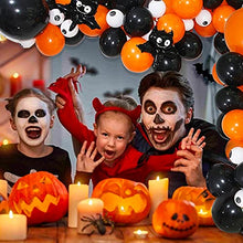 Load image into Gallery viewer, KAINSY Halloween Balloon Arch Garland Kit, Halloween Balloon Decorations, Black Orange Balloon Set with Spider Skull Balloon Web and 3D Bat for Halloween Party Decor Indoor Outdoor