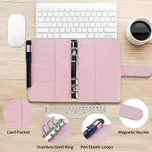 Load image into Gallery viewer, Mlife Ring Binder Set - 28pcs Leather Notebook Budget Binder with Clear Cash Envelopes,Budget Sheets and Label Stickers,Cash Organizer Money Saving Binder for Travel and Diary Pink