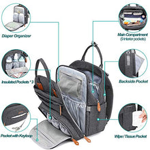 Load image into Gallery viewer, Baby Changing Bag Backpack, BabbleRoo Nappy Changing Back Pack Diaper Bags with Changing Mat & Pacifier Holder for Mom & Dad (Dark Grey)