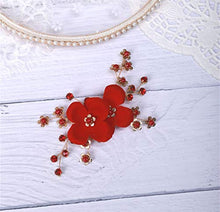 Load image into Gallery viewer, Sither Red Hair Clip for Bridal Floral Hair Comb for Women Wedding Hair Accessories for Bride Hair Clip Headpiece for Wedding Party Prom Gift