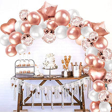 Load image into Gallery viewer, iZoeL Rose Gold Balloon Arch Garland Kit for Girl Woman Birthday Party Decoration with Tape Strips Tie Tools Flower Clips Latex Confetti Foil Star Balloon - Anniversary Celebration Supplies