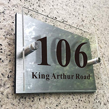 Load image into Gallery viewer, House Sign Plaque Door Number Name Road Plaque Personalised Modern Glass Effect Acrylic Aluminium Sign Hand Finished in UK