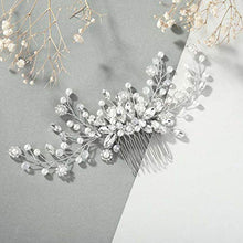 Load image into Gallery viewer, Mayelia Pearl Bride Wedding Hair Comb Silver Hair Clips Crystal Wedding Headpiece Bridal Hair Accessories for Women and Girls