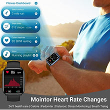 Load image into Gallery viewer, HOAIYO Smart Watch, 1.8" Full Touch Fitness Tracker with Blood Oxygen, Heart Rate Monitor, 5ATM Waterproof Outdoor Sports Smartwatch for Men Women for Android iOS Phones (1.8", Black)