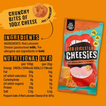 Load image into Gallery viewer, CHEESIES | Crunchy Cheese Keto Snack | Variety Pack 6 Bags | 100% Cheese | Sugar Free, Gluten Free, No Carb | High Protein and Vegetarian | Crunchy, Baked and Tasty | Multipack | 6 x 20g Bags