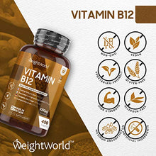 Load image into Gallery viewer, Vitamin B12 Tablets 1000mcg - High Strength Vitamin B12 Supplement - 400 Pure Methylcobalamin Tablets (1+ Year Supply) - Immunity Vitamins for Men & Women - Vegan, Gluten Free - Made in The UK
