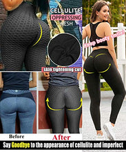 Load image into Gallery viewer, JUNMOUYI TIK Tok Honeycomb Gym Leggings for Women High Waist Tummy Control Scrunch Butt Lift Workout Waffle Leggings Black