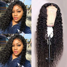 Load image into Gallery viewer, Original Queen 26Inch Deep Wave Transparent Lace Front Wigs Human Hair 180% Density Deep Curly Human Hair Wig for Black Women 4x4 Curly Lace Front Wig Pre Plucked Natural Color