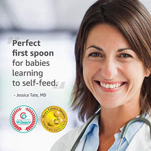 Load image into Gallery viewer, Baby Spoon Set (Stage 1 + Stage 2) | BPA Free Silicone Self Feeding Toddler Utensils | Pre-Spoon for Kids Ages 6 to 18 Months, 1-Pack, Two Spoons, Blue/Orange | NumNum GOOtensils