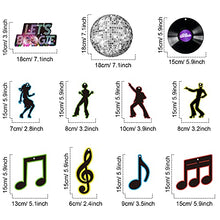 Load image into Gallery viewer, 70's Disco Party Decorations, Let's Boogie Banner Music Record Decorations Disco Foil Swirl Ball Hanging Decorations for 1970s Disco Fever Party Decorations, 30 Pieces