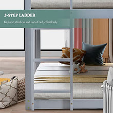Load image into Gallery viewer, belupai 3FT Treehouse Bunk bed, Home Detail Childrens Cabin Bed Frame, Mid-Sleeper with Treehouse Canopy & Ladder (GREY)
