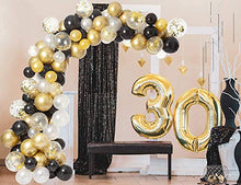Load image into Gallery viewer, Black Gold Balloon Arch Kit, 120pcs Metallic Gold Black Balloon Garland Arch Kit with Gold Confetti Balloons, for Men Women Birthday Party Wedding, Eid Mubarak, Graduation Decorations, New Year