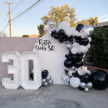 Load image into Gallery viewer, Balloon Arch Garland Maker Kit, 100PCS Black White Silver Balloons for Boys, Girls Birthday Decorations, with Silver Palm Leaf, for Baby Shower, NYE, Wedding, Graduation Party