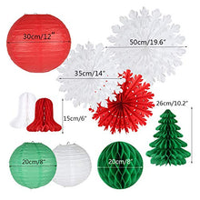 Load image into Gallery viewer, EASY JOY Retro Christmas Decorations Set, Snowflake Paper Fans Jingle Bell Xmas Tree Honeycomb, Hanging Ceiling Wall Decor Party Supplies Photo Back Drop, Set of 10