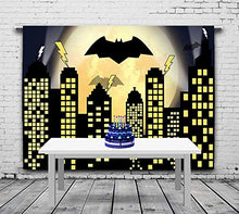Load image into Gallery viewer, Qian Super City Theme Photography Backdrops Super Cityscape City Skyline Bat Photo Booth Boy's Birthday Party Decoration Supplies Background Studio Prop Vinyl
