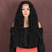 Load image into Gallery viewer, Style Icon 28” Lace Front Wigs Deep Wave Middle Part Wig Synthetic Wig Curly Wigs for women (1B)