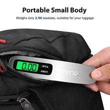 Load image into Gallery viewer, Amazon Brand - Eono Luggage Scale, Travel Digital Weight Scales, Portable Hanging Scale For Suitcases, Bags with 50KG / 110lb Capacity, Backlit LCD Display, Strong Straps, Tare Function,Grey