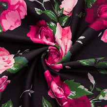 Load image into Gallery viewer, Women Sleeveless Beach Dress Summer Cross V Neck Adjustable Spaghetti Rose Straps Bohemia Floral Flared Swing Dress with Pockets Black L