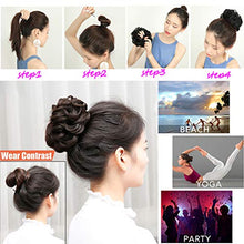 Load image into Gallery viewer, Messy Hair Bun Hair Scrunchies Extensions Curly Wavy Hairpiece Synthetic Chignon for Women Updo Ponytail Bun Extension Dark Brown