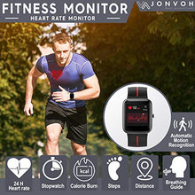 Load image into Gallery viewer, JONVOH Smart Watch for Men and Women - IOS Android Compatible Smartwatch with Touch Screen - Integrated GPS Fitness Tracker SyncLife Dazzle - Black/Red