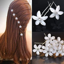 Load image into Gallery viewer, 20Pcs Wedding Hair Pins Bridal Hair Pins U Shaped Diamond Hair Pins Crystal Flower Shape Hairpin, White Diamond Rose Hairpin for Women Girls, Wedding, Ball