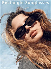 Load image into Gallery viewer, Long Keeper Vintage Rectangle Sunglasses for Women Trendy Square Sunglasses Fashion Retro Glasses with UV400 Protection for Ladies Teen Girls Men (Black)