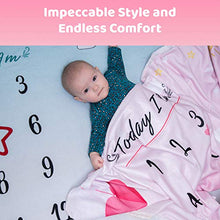 Load image into Gallery viewer, Baby Monthly Milestone Blanket For Boy and Girl - Unisex Month & Year Photo Background Blanket for Newborns, Toddlers and Infants - Photography Memory Blanket & Shower Gift for New Moms - Pink