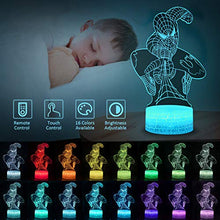 Load image into Gallery viewer, Superhero 3D Night Light, Spiderman Toys for Boys, Spider Man Night Light for Kids with 16 Colors Changing, Decor Lamp with Remote Control, Christmas Birthday Gift for Men Boys Girls(Spider Man)