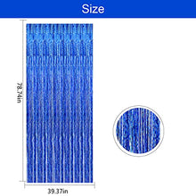 Load image into Gallery viewer, 6.5Ft Foil Fringe Curtains, Metallic Tinsel Streamers Backdrop for Party Prom Birthday Favors Decoration, 1 x 2m/ 3.3 x 6.6 feet (Blue)