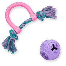 Load image into Gallery viewer, Amazon Brand - Umi Pack of 2 Gift Toys for Puppies & Dogs, U-shaped Double Knot Rope and Rubber Spiny Ball Dental Chew Dog Toy Value Pack