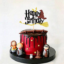 Load image into Gallery viewer, Blumomon 1Pc Glitter Black Magical Wizard Inspired Cake Topper Happy Birthday Cake Topper Pick for Magic Theme Party Supplies