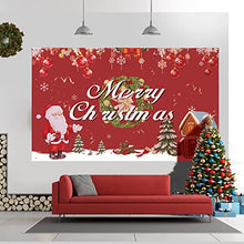 Load image into Gallery viewer, Skycase Merry Christmas Backdrop Banner, Large Merry Christmas Decorations Backdrop Banner, Santa Background for Merry Christmas Decoration for Indoor Outdoor Christmas Party Supplie, 43 * 71Inch