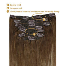 Load image into Gallery viewer, Ugeat Balayage Clip in Hair Extensions 20Inch Human Hair Extensions Clip in Light Brown to Golden Blonde #Bala8/16 Clip on Hair Extensions (7Pieces,100G)