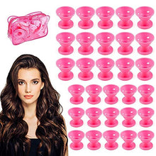 Load image into Gallery viewer, Silicone Hair Curlers 30 Pcs, Magic Soft Hair Rollers No Heat No Clip Hair Curlers Set, Hair Care Free DIY Sleep Styling Tools for Women Girls Long Short Hair Accessories - Pink (15 Large+15 Small)