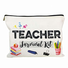 Load image into Gallery viewer, Teacher Appreciation Gifts Teacher GiftsTeacher survival kit Best Teacher Ever Teacher Supplies for Classroom Makeup Bag Pencil Pouch for Nursery Preschool High School for Women (Teacher survival kit)