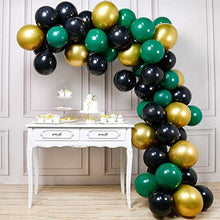 Load image into Gallery viewer, PartyWoo Black Gold and Green Balloons, 60 Pcs 12 Inch Green Balloons, Black Balloons and Gold Balloons, Green Gold Black Balloons for Black Party Decorations, Green Birthday Decorations