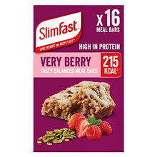 Load image into Gallery viewer, SlimFast Tasty Balanced Meal Bar, 23 Vitamins and Minerals, High in Protein, Very Berry Flavour, 16 x 60 g Multipack