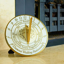 Load image into Gallery viewer, The Metal Foundry 60th Diamond 2022 Wedding Recycled Solid Brass Anniversary Sundial Gift Idea Is A Great Present For Him, Her, Parents, Grandparents Or Couple For 60 Years Marriage
