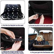 Load image into Gallery viewer, 2 in 1 Dog Car Seat Washable and Stain Resistant Pet Booster Seat for Small and Medium Dogs Cats Super Soft PP Cotton Travel Safety Pet Car Seat with Storage Bag and Harness Strap (Navy Star)