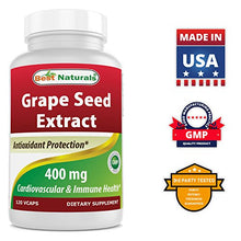 Load image into Gallery viewer, Best Naturals Grape Seed Extract 400 mg Veggie Capsule, 120 Count