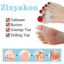 Load image into Gallery viewer, Zinyakon Two Hole Big Toe Separator and Straightener, 12 Pack of Silicone Big Toe Spacer, Toe Corrector for Overlapping Toes, Bunion Pain Relief