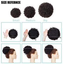 Load image into Gallery viewer, Elailite Human Hair Buns Afro Curly - Updo Chignon Hair Piece - 100% Real Remy Human Hair Extension Messy Hair Scrunchie - #1B Natural Black (Large)