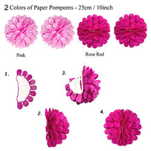Load image into Gallery viewer, Recosis Birthday Party Decorations, Pink Party Decorations for Girls Women, Happy Birthday Banner, Curtains, Paper Pompoms and Fans, Garland, Confetti Balloons for Birthday Party Decorations